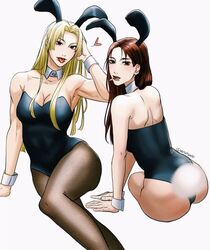 bare_back big_ass blonde_hair brown_hair bunny_costume bunny_ears bunny_girl bunnysuit cleavage curvy_body curvy_female curvy_hips fat_ass jujutsu_kaisen long_hair muscular_female petite_female playboy playboy_bunny pose shoko_ieiri smoking_cigarette thick_thighs two_girls yuki_tsukumo yunonoaii rating:Explicit score:66 user:ieiris