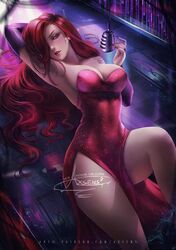 1girls axsens disney female jessica_rabbit large_breasts red_dress red_hair redhead solo who_framed_roger_rabbit rating:Explicit score:175 user:jedijam91