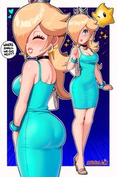 1girl 1girls 2024 2d 2d_(artwork) ass big_ass big_breasts big_butt big_thighs blonde_hair blue_dress blue_eyes blue_nail_polish blue_nails blue_toenail_polish blue_toenails bracelet breasts butt choker crown dat_ass dress ear_piercing earrings heels huge_thighs lips lipstick long_hair looking_at_viewer looking_pleasured luma make_up makeup mario_(series) necklace nintendo one_eye_covered one_eye_obstructed pink_lips pink_lipstick pov princess_rosalina purse sarukaiwolf shiny_ass shiny_breasts shiny_butt shiny_hair shiny_skin solo solo_female super_mario_galaxy text text_bubble thick_thighs thighs tight_clothes tight_clothing tight_dress white_skin wink winking_at_viewer yellow_hair rating:Questionable score:166 user:deleted107400