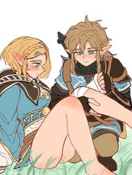 1boy1girl 1girl1boy aorin bandage bandaged_leg bare bare_legs blonde_hair blue_eyes blush elf elf_ears hoodie hurt link link_(tears_of_the_kingdom) pretty_boy princess_zelda sitting_down sitting_on_floor tears_of_the_kingdom the_legend_of_zelda thick_thighs wholesome zelda_(tears_of_the_kingdom) rating:Questionable score:59 user:ThatFGuy