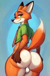 ai_generated anthro ass ass_grab balls bedroom_eyes big_ass big_butt bottomless bubble_butt butt_grab clothing cute disney femboy fox fur furry furry_only gay girly green_eyes looking_at_viewer male male_focus male_only mammal nick_wilde orange_fur presenting presenting_hindquarters rear_view seductive solo solo_male thick_thighs thighs tie zootopia rating:Explicit score:21 user:ZCNI22