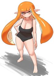 1girls breasts cleavage female hand_on_hip hi_res inkling inkling_girl large_breasts light-skinned_female light_skin long_hair nintendo nobunagapero orange_hair plain_background splatoon splatoon_(series) tank_top tentacle_hair rating:Questionable score:74 user:Aeolus_HX