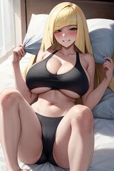 1girls ai_generated alternate_breast_size blonde_hair bra breasts female flyingpancake game_freak green_eyes hi_res huge_breasts light-skinned_female light_skin long_hair lusamine_(pokemon) mature_female milf mother nintendo panties pokemon pokemon_sm sports_bra sportswear stable_diffusion rating:Questionable score:67 user:Aeolus_HX