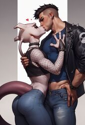 2boys ai_generated anthro anthro_on_human ass cerberuspup77926 eyeshadow femboy feminine_male furry gay human human_on_anthro human_on_pokemon jacket jeans kiss kissing makeup male male/male male_focus male_only mewtwo muscular_male pants pokemon pokemon_(species) pokephilia romantic_couple shirt spiked_bracelet spiked_collar tail yaoi rating:Explicit score:54 user:Bellial99