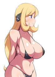 1girls alternate_breast_size alternate_eye_color alternate_outfit belly black_bikini blonde_hair cleavage cynthia_(pokemon) dd_(artist) female female_only huge_breasts human large_breasts long_hair looking_away mature_female midriff navel nintendo nipples nipples_visible_through_clothing pokemon pokemon_dppt purple_eyes solo source_request standing thick_thighs rating:Questionable score:144 user:Reizo40