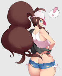 1girls aged_up ass ass_cleavage big_ass blue_eyes brown_hair butt_crack eye_contact female female_only from_behind hilda_(pokemon) huge_breasts human long_hair looking_at_viewer looking_back nac000 nintendo pokemon pokemon_bw ponytail sideboob skimpy_clothes solo source_request thick_thighs thong wide_hips rating:Questionable score:211 user:PaizuriLover7788