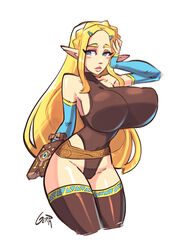 1girls anti-gravity_boobs big_breasts breasts cleavage demigoddess female female_only gerph huge_breasts large_breasts nipples_visible_through_clothing princess_zelda sheikah_slate solo the_legend_of_zelda thighhighs zelda_(breath_of_the_wild) rating:Questionable score:205 user:justausername