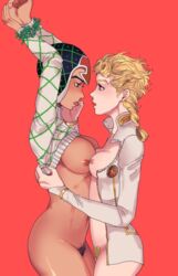 2020 2girls arms_up ass black_eyes blonde_hair bottomless breasts female female_only genderswap_(mtf) giorno_giovanna gold_experience guido_mista helmet highres huge_ass jojo's_bizarre_adventure large_breasts looking_at_another multiple_girls navel nipples open_clothes open_mouth partially_clothed plant pubic_hair red_eyes restrained rule_63 ryugmin seductive sideboob simple_background small_breasts sweater sweater_lift thick_thighs thighs tied_hair tongue tongue_out vento_aureo yuri rating:Explicit score:38 user:Blookryynnn