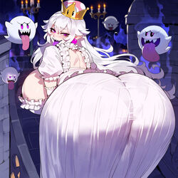 1girls ai_generated artstyle_imitation ass back_view boo_(mario) boosette breasts dat_ass female floox ghost_girl high_resolution hips huge_ass huge_breasts light-skinned_female light_skin long_hair luigi's_mansion mario_(series) new_super_mario_bros._u_deluxe nintendo pale-skinned_female pale_skin rear_view stable_diffusion thiccwithaq_(ai_style) thick_thighs thighs voluptuous white_hair wide_hips rating:Explicit score:204 user:Aeolus_HX