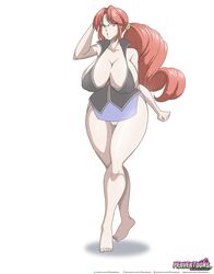 1girls big_breasts curvy_figure elite_four eye_contact feet glasses hair_tie huge_breasts large_breasts long_hair looking_at_viewer lorelei_(pokemon) lorelei_(pokemon_frlg) miniskirt nintendo pale-skinned_female pale_skin pink_thong pokemon pokemon_rgby red_eyes red_hair riffsandskulls short_skirt skirt thick_thighs thighs thong toenails voluptuous white_background wide_hips rating:Questionable score:47 user:Ugabuga