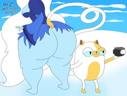 2girls adventure_time ass big_ass big_butt blue_skin bottomless breasts butt cake_the_cat camera cartoon_network fat_ass fat_butt feline female female_only huge_ass huge_butt ice_queen_(adventure_time) itsme_hilo lifting_dress nipples text thick_ass thick_butt warner_brothers white_hair rating:Explicit score:19 user:awsawsaws