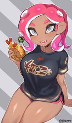 1girls agent_8_(splatoon) big_breasts booty_shorts breasts cute dark-skinned_female dark_skin female female_only jtveemo large_breasts looking_at_viewer nintendo octoling pseudo_hair solo splatoon splatoon_2 thick_thighs thighs wholesome rating:Safe score:195 user:justausername