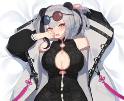 after_paizuri animal_ears arknights bear_ears bear_girl blush breasts ce-_-3 chinese_clothes chinese_dress cleavage cum feater_(arknights) pepper0 sunglasses sunglasses_on_head rating:Explicit score:139 user:bot