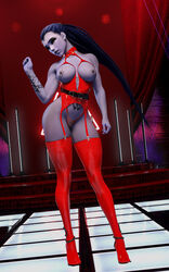 1girls 3d alternate_costume belt big_breasts blizzard_entertainment breasts breasts_out daz_studio female female_only garter_belt latex latex_legwear lingerie muscles muscular nipple_piercing noahgraphicz overwatch pose posing purple_skin red_lingerie red_stockings solo stockings tattoo thick_thighs thighhighs voluptuous wide_hips widowmaker rating:Explicit score:190 user:Joelgraphz