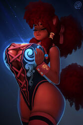 1girls anthro big_breasts breasts cleavage dark-skinned_female dark_skin female female_focus female_only huge_breasts large_breasts neozoa nz_naughty red_hair solo thick_thighs wide_hips rating:Questionable score:95 user:justausername