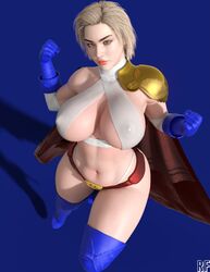 1girls 3d abs anya_(rudefrog) belt blonde_female blonde_hair cape child_bearing_hips dc dc_comics footwear handwear hi_res large_breasts looking_at_viewer original_character pale-skinned_female power_girl power_girl_(cosplay) rude_frog short_hair skimpy_armor solo solo_female superheroine thick_thighs thong rating:Explicit score:84 user:WatchTheLanguage