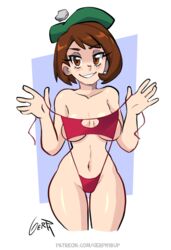 1girls bikini bikini_removed breasts brown_eyes brown_hair gerph gloria_(pokemon) human looking_at_viewer medium_breasts naughty_face nintendo pale-skinned_female pale_skin pokemon pokemon_ss sling_bikini thick_thighs thighs wide_hips rating:Questionable score:106 user:Ugabuga