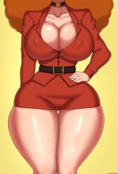 1girls ass ass_visible_through_thighs big_breasts bimbo breast_focus breasts busty cleavage clothing curly_hair drunkavocado female female_only huge_breasts human human_only mature mature_female milf nipple_bulge powerpuff_girls redhead sara_bellum shiny shiny_skin simple_background solo standing thick_thighs thighs voluptuous wide_hips rating:Questionable score:208 user:kinnikuman