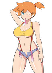 1girls abs aged_up alternate_breast_size armpits big_breasts blue_eyes condom condom_balloon dd_(artist) eye_contact female filled_condom human kasumi_(pokemon) looking_at_viewer nintendo one_eye_closed orange_hair pale-skinned_female pale_skin pokemon pokemon_rgby short_hair shorts solo standing sweat thick_thighs thigh_gap thighs tight_clothing underboob used_condom wide_hips rating:Questionable score:67 user:Fove_vento