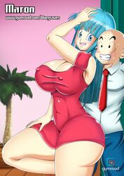 1boy 1girls ass big_ass big_breasts big_butt blue_eyes blue_hair bluegraves breasts busty cleavage clothed couple curvy dragon_ball dragon_ball_z dress dress_lift female green_hair huge_breasts krillin kuririn legs maron sexually_suggestive shirt short_dress size_difference smile thick_thighs thighs wide_hips rating:Questionable score:62 user:DBgirls457