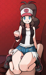 1boy 1girls aged_up baseball_cap blue_eyes boots breasts brown_hair clenched_fist clothed clothed_female clothed_female_nude_male daisy_dukes determination determined eye_contact female game_cg hat hilda_(pokemon) human laced_boots long_hair looking_at_viewer male male_pov mosbles naked nintendo nude nude_male penis pokemon pokemon_bw ponytail pov shirt shoes small_breasts squatting straddling sumata_cafe text thick_thighs thigh_sex vest watermark wide_hips rating:Explicit score:114 user:MegaMoo