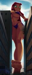 alien_girl big_breasts bikini dc female female_only giantess green_eyes green_sclera long_hair orange_skin ravenravenraven red_hair solo solo_female solo_focus starfire superheroine teen_titans rating:Explicit score:87 user:Ponic5