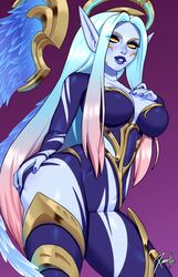 1girls 2020 absurdres alternate_costume big_breasts breasts chaos_and_order_series cleavage dawnbringer_soraka female female_only highres large_breasts league_of_legends lipstick looking_at_viewer riot_games solo soraka xinaelle rating:Questionable score:99 user:justausername