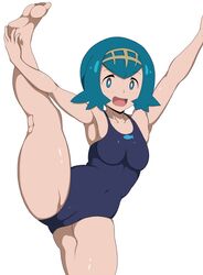 1girls abs aged_up alternate_breast_size ass big_breasts blue_eyes blue_hair cameltoe clothed eye_contact feet female flexible flexing freckles huge_thighs human lana_(pokemon) legs_up looking_at_viewer mob_face nintendo no_sclera one-piece_swimsuit oryuto pale-skinned_female pale_skin pokemon pokemon_sm pussy short_blue_hair short_hair small_breasts smile soles splits spread_legs spreading swimsuit thick_thighs thighs toes trial_captain wide_hips young rating:Questionable score:158 user:Fove_vento