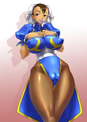 breasts brown_eyes brown_hair bun_cover cameltoe capcom china_dress chinese_clothes chun-li condom condom_in_mouth cosine double_bun erect_nipples female female_only hips huge_breasts human mouth_hold pantyhose solo straight_hair street_fighter wide_hips rating:Explicit score:27 user:bot