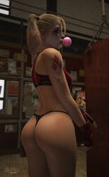 1girls 3d ass big_ass blonde_hair blowing_bubblegum bubble_gum cassie_cage cassie_quinn dc dc_comics facepaint female female_only gloves gym harley_quinn_(cosplay) looking_at_viewer looking_back mortal_kombat mortal_kombat_11 netherrealm_studios panties poster punching_bag red_topwear small_panties solo solo_female tattoo thong wildynsfw rating:Questionable score:118 user:Camealot