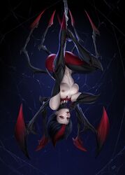 1girls breasts elise_kythera_zaavan felox08 female female_focus female_only league_of_legends looking_at_viewer multicolored_hair navel nipples partially_clothed pubic_tattoo realistic red_eyes riot_games solo solo_female solo_focus spider spider_girl tattoo upside-down web rating:Explicit score:166 user:westlander2