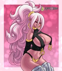 1girls 2010s android_21 big_breasts bimbo black_clothing black_sclera breasts dark_persona dragon_ball dragon_ball_fighterz female hoop_earrings humanoid kameseru long_hair majin majin_android_21 monster_girl nipples pink_skin pointy_ears ponytail red_eyes revealing_clothes tail white_hair rating:Explicit score:136 user:N4r4nc14_Gh1rg4