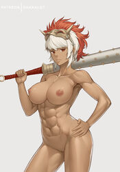 1girls abs areolae big_breasts censored club_(weapon) dakkalot dark_skin fire_emblem fire_emblem_fates hand_on_hip mask muscular muscular_female nintendo nipples pussy rinkah_(fire_emblem) tagme rating:Questionable score:106 user:SirVin