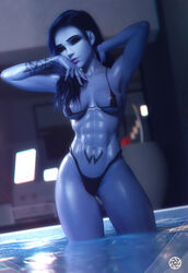 1girls 3d abs amelie_lacroix armpits bikini blizzard_entertainment blue_skin daz_studio female female_only french_nails looking_at_viewer noahgraphicz overwatch pool pose posing shiny_skin small_bikini solo tattoo thick_thighs water wet wide_hips widowmaker rating:Questionable score:160 user:playwithmyrocket