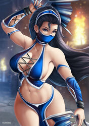 1girls 2d abs alluring big_breasts black_eyes black_hair cleavage detailed_background female female_only flowerxl front_view kitana long_hair mask midway midway_games mortal_kombat mortal_kombat_(2011) navel solo solo_female solo_focus tiara toned toned_female video_game_character weapon wide_hips rating:Questionable score:163 user:Deku51