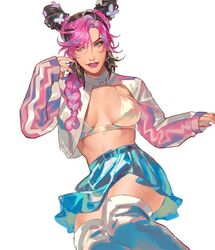 bikini black_hair green_eyes jojo's_bizarre_adventure jolyne_kujo pink_hair skirt stone_ocean tagme toned toned_female ultracat7724 rating:Questionable score:80 user:Akayo784