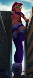 1girls big_breasts boots breasts cleavage dc female female_only giantess large_breasts ravenravenraven red_hair starfire teen_titans thigh_boots rating:Questionable score:27 user:justausername