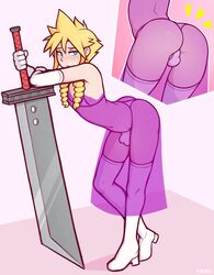 1boy ass bikini blush blushing bulge cloud_strife crossdressing dross femboy final_fantasy final_fantasy_vii girly see-through_clothing solo solo_male sword third-party_edit thong trap weapon rating:Explicit score:372 user:kimboh