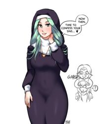 2girls clothed cute fire_emblem fire_emblem:_three_houses flayn_(fire_emblem) green_eyes green_hair nabatean_(fire_emblem) nintendo nun rhea_(fire_emblem) seteth_(fire_emblem) wingedwasabi rating:Safe score:95 user:DarkKamui54