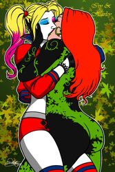 2girls batman_(series) blonde_hair closed_eyes dat_ass dc dc_comics female_only harley_quinn kaywest kissing lesbian_kiss passionate poison_ivy red_hair yuri rating:Explicit score:67 user:JeJo