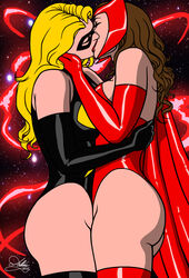 2017 2girls blonde_hair brunette cape carol_danvers closed_eyes female female_only french_kiss french_kissing kaywest kissing leotard lesbian_kiss makeout marvel marvel_comics ms._marvel ms._marvel_(carol_danvers) passionate_kiss scarlet_witch thighs wanda_maximoff yuri rating:Explicit score:69 user:JeJo