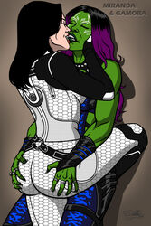 2016 2d 2girls alien alien_girl alien_look_like_human ass_grab big_ass bioware biting_lip black_hair bodysuit crossover dat_ass female female_only gamora green-skinned_female green_skin guardians_of_the_galaxy human human_on_humanoid humanoid interspecies interspecies_yuri kaywest light-skinned_female light_skin marvel marvel_cinematic_universe mass_effect mature mature_female miranda_lawson smiling two_tone_hair voluptuous voluptuous_female yuri rating:Explicit score:61 user:JeJo