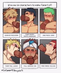 6boys animal_ears animated bara big_penis black_hair blonde_hair blowjob blue_eyes blush brown_eyes brown_hair camp_buddy cheek_bulge chest_scar cock_gobble cock_hungry color crossover cum_hungry deepthroat disembodied_penis ear_piercing ear_stud earrings enen_no_shouboutai face_fucking fairy_tail fellatio fire_force full_service gay gif giving_head going_down_on green_hair headband interracial irrumatio knob_polishing kurosilver laxus_dreyar male male_only multiple_boys multiple_males multiple_penises muscle muscles muscular muscular_male naoto_hamasaki oki_ardana one_eye_closed one_piece oral paizuri_fellatio panels pecjob pecs penis_in_mouth playing_skinflute red_hair rom_(show_by_rock!!) roronoa_zoro scar scar_across_eye scars show_by_rock!! six_fanarts_challenge tan_penis throat_bulge throat_fuck thrusting_into_mouth tongue_out vulcan_joseph yaoi rating:Explicit score:335 user:mercedesyh2