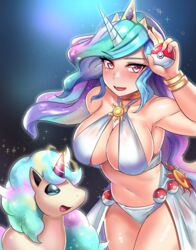 1girls belly blue_hair bocas_top bracelet crossover curvy female friendship_is_magic galarian_ponyta horn huge_breasts multicolored_hair my_little_pony navel pink_hair pokeball pokemon ponyta princess_celestia_(mlp) purple_hair revealing_clothes skirt smooth_skin tiara ytrall rating:Safe score:80 user:TheKindHaremMaster