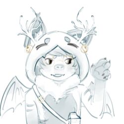  1:1 absurd_res akako bell blue_body blue_fur cat_hood dragon eliqyy eyewear female fur furred_dragon furred_scalie glasses hi_res horn milk_carton mythological_creature mythological_scalie mythology scalie snowy_(snowypogu) solo trans_(lore) trans_woman_(lore) white_body white_fur wings young  rating:safe score: user:bot