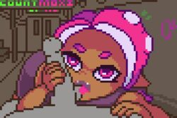 animated ball_sucking countmoxi dark-skinned_female dark_skin female gif handjob humanoid licking licking_testicles looking_at_viewer nintendo octoling pink_eyebrows pink_eyes pixel_art splatoon tentacle_hair rating:Explicit score:140 user:MechaGunter