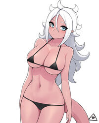 1girls 2010s android_21 android_21_(good) bare_arms bare_shoulders bikini black_bikini black_swimsuit blue_eyes blush breasts closed_mouth donburikazoku dragon_ball dragon_ball_fighterz female hair_between_eyes high_resolution humanoid large_breasts light_persona long_hair looking_at_viewer majin majin_android_21 micro_bikini monster_girl navel pink_skin pointy_ears simple_background solo swimsuit tail white_background white_hair rating:Questionable score:165 user:TwinkieLord