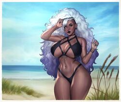 1girls akira_(akira_raikou) akira_raikou big_breasts bikini breasts cleavage curvy dark-skinned_female dark_skin female female_only large_breasts looking_at_viewer solo swimsuit tattoo thick_thighs voluptuous wide_hips rating:Questionable score:144 user:justausername