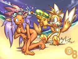 all_fours anthro breasts canine crossover day edtropolis female fox fur interspecies male mammal nude outdoors ryo-ohki size_difference sonic_(series) standing tagme tails tenchi_muyo water water_gun rating:Explicit score:12 user:bot