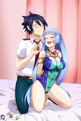 1boy 1girls amajiki_tamaki ball_gag black_hair blue_hair blush bondage bound consensual_bondage female femsub hadou_nejire hand_on_shoulder happy_sub long_hair looking_at_another maledom my_hero_academia nejire_hado nero-kun rope rope_bondage shibari_over_clothes swimsuit tamaki_amajiki u.a._school_uniform willing_sub rating:Explicit score:155 user:red3301